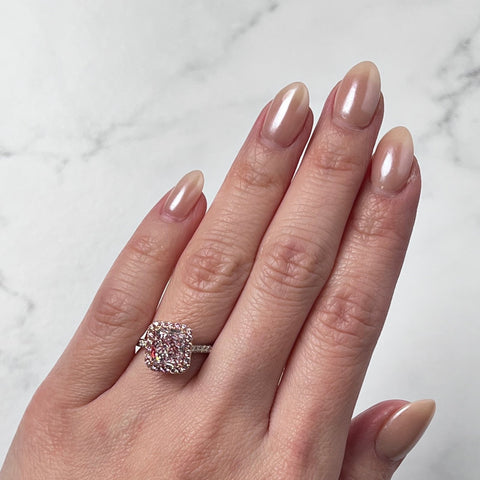 Radiant-cut Pink Diamond Engagement Ring-Radiant-cut Pink Diamond Engagement Ring - DRNOV01027