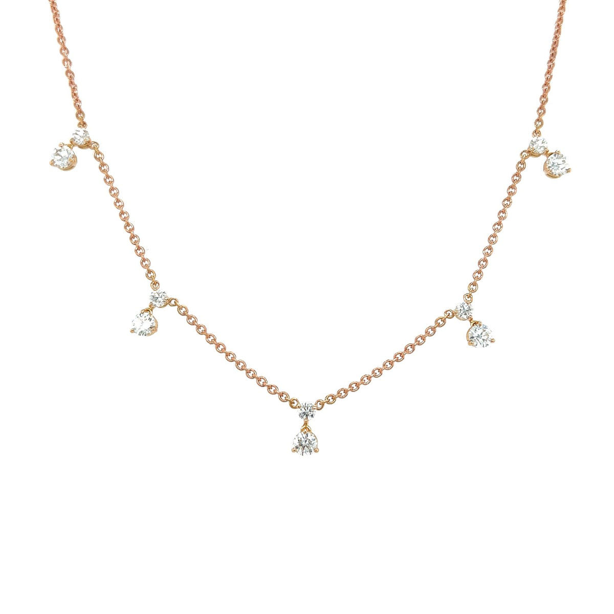 Roberto Coin 5 Station Diamond Neckalce - 111460AXCHX5 - Roberto Coin 5 Station Diamond Necklace in 18 karat rose gold.