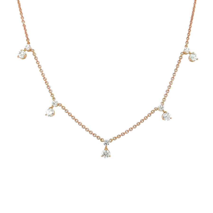 Roberto Coin 5 Station Diamond Neckalce - 111460AXCHX5 - Roberto Coin 5 Station Diamond Necklace in 18 karat rose gold.