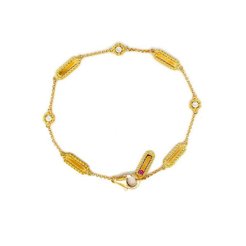 Roberto Coin Barocco Diamond Station Link Bracelet-Roberto Coin Barocco Diamond Station Link Bracelet - 7771248AYLBX