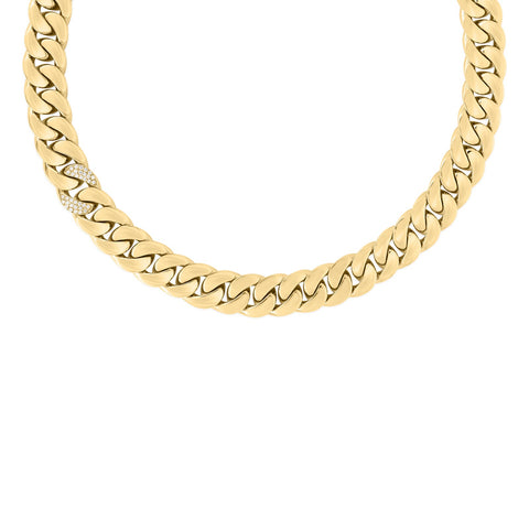 Roberto Coin Designer Gold Single Pave Diamond Link Curb Necklace-Roberto Coin Curb Link Necklace - 9151065AJCHX