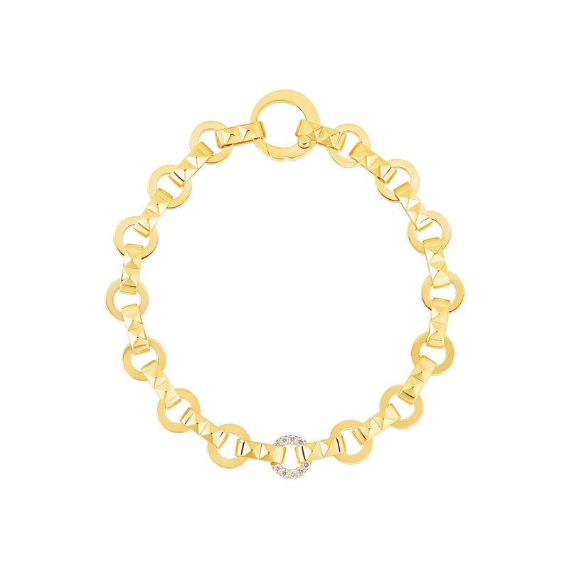 Roberto Coin Gold Obelisco Diamond Accent Petite Bracelet-Roberto Coin Gold Obelisco Diamond Accent Petite Bracelet - 8882742AYLBX