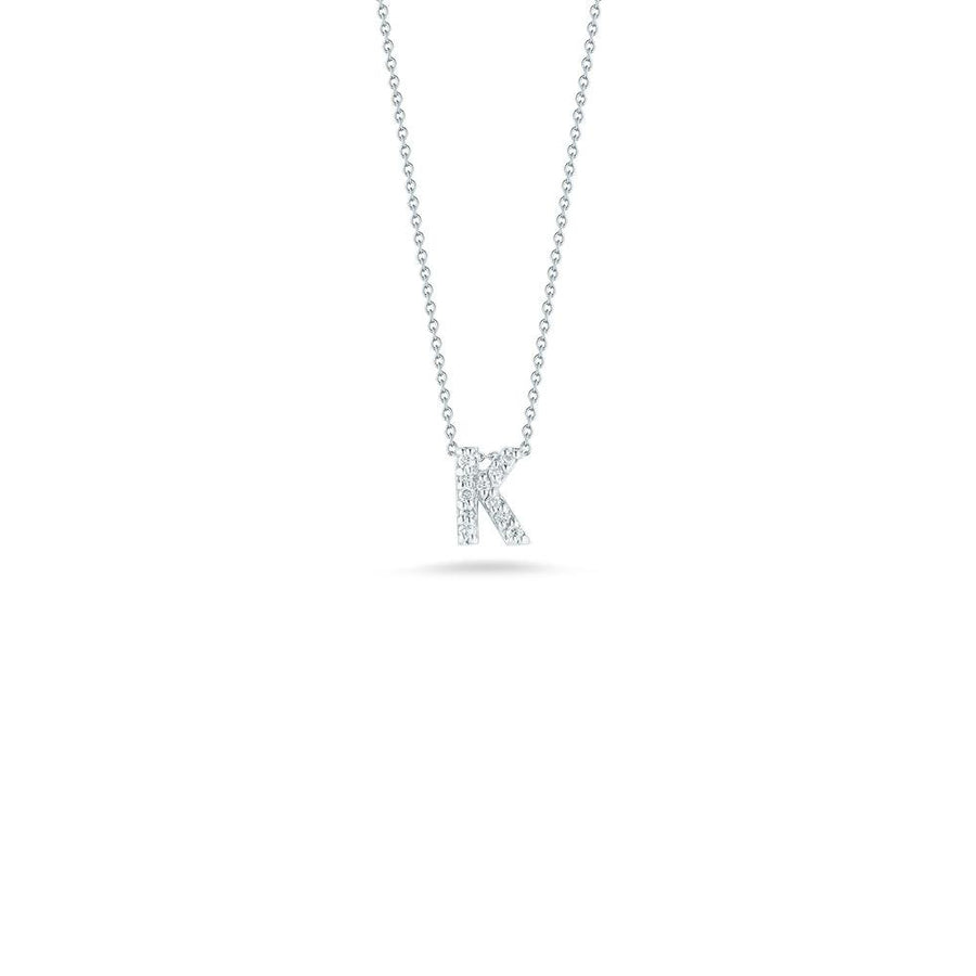 Roberto Coin Letter "K" Pendant - Personalize with your letter. Letter "K" in 18 karat white gold with diamonds.