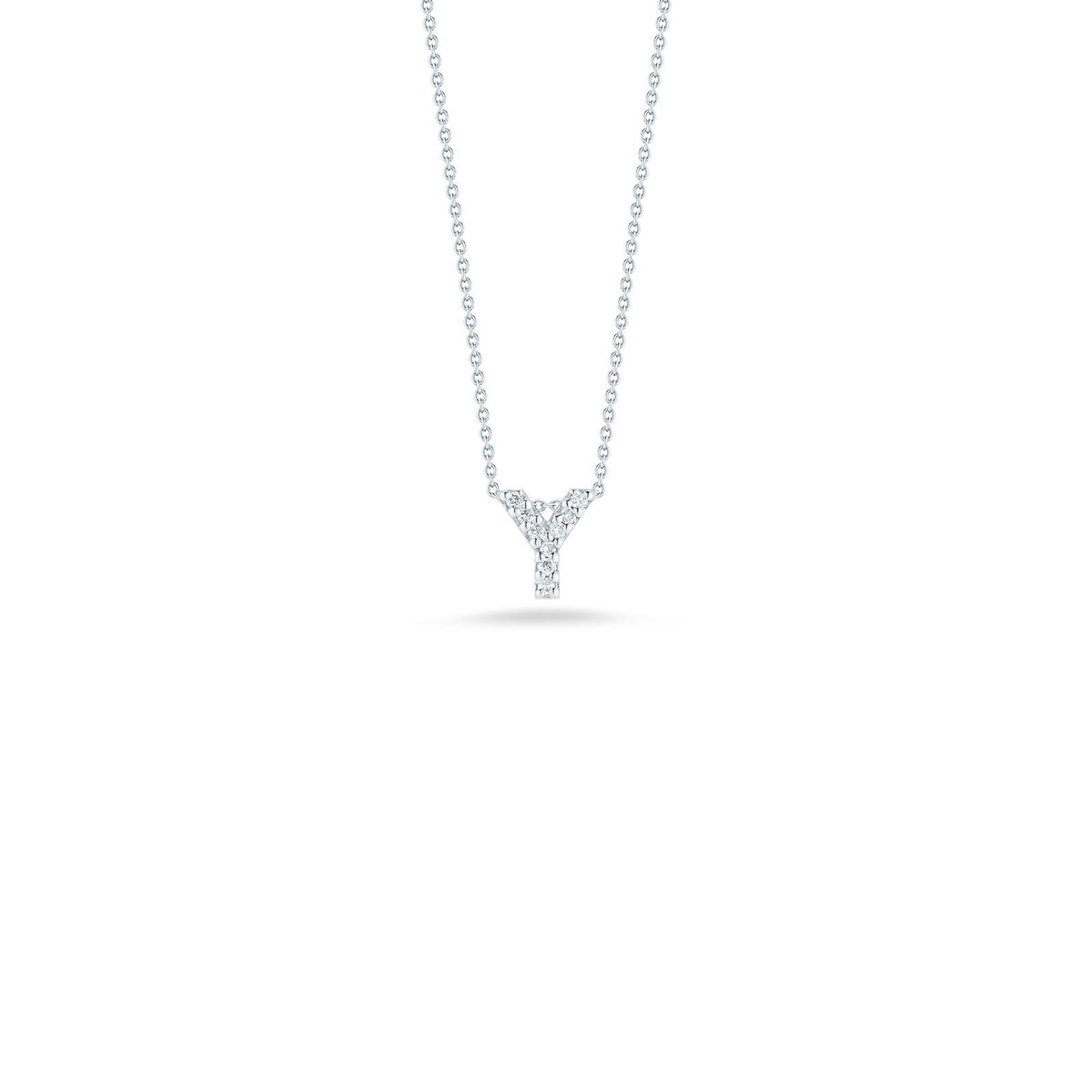 Roberto Coin Letter "Y" Pendant - Personalize with your letter. Letter "Y" in 18 karat white gold with diamonds.