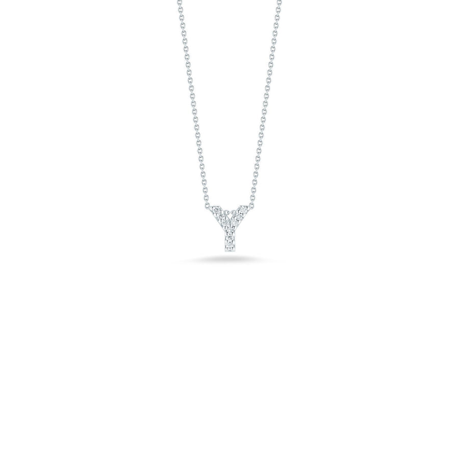 Roberto Coin Letter "Y" Pendant - Personalize with your letter. Letter "Y" in 18 karat white gold with diamonds.