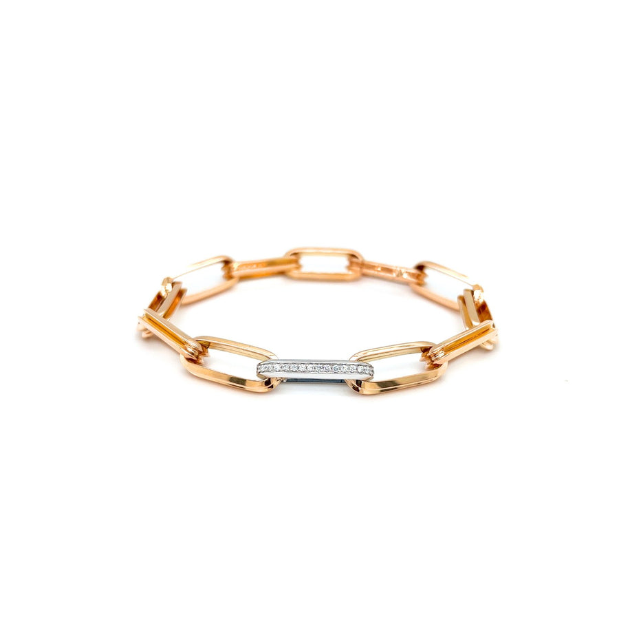 Roberto Coin Link Diamond Bracelet - 9151158AHGBX - Roberto Coin Link Diamond Bracelet in 18 karat rose and white gold.