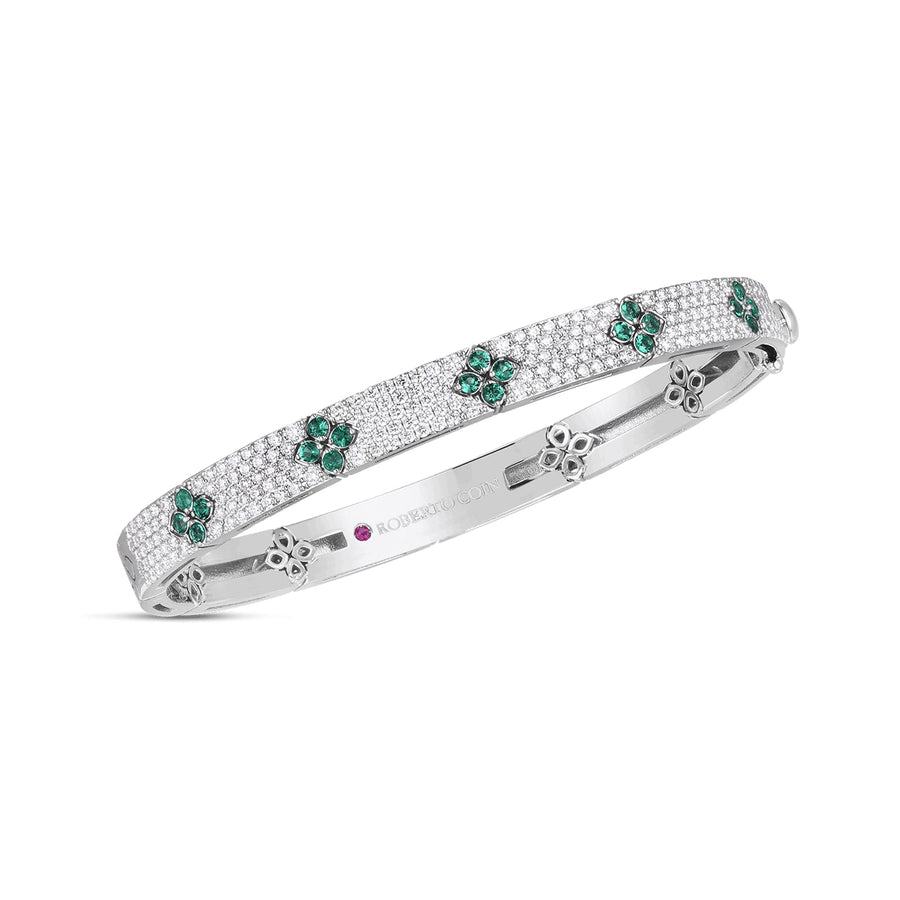 Roberto Coin Love in Verona Pavé Diamond & Emerald Medium Bangle - 8883013AWBAEM