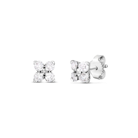 Roberto Coin Love in Verona Small Flower Diamond Stud Earrings - 111473AWERX0