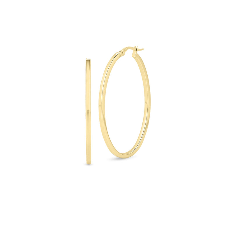 Roberto Coin Perfect Hoop Large Square Edged Oval Hoop Earrings-Roberto Coin Perfect Gold Large Square Edged Oval Hoop Earrings - 556027AYER00