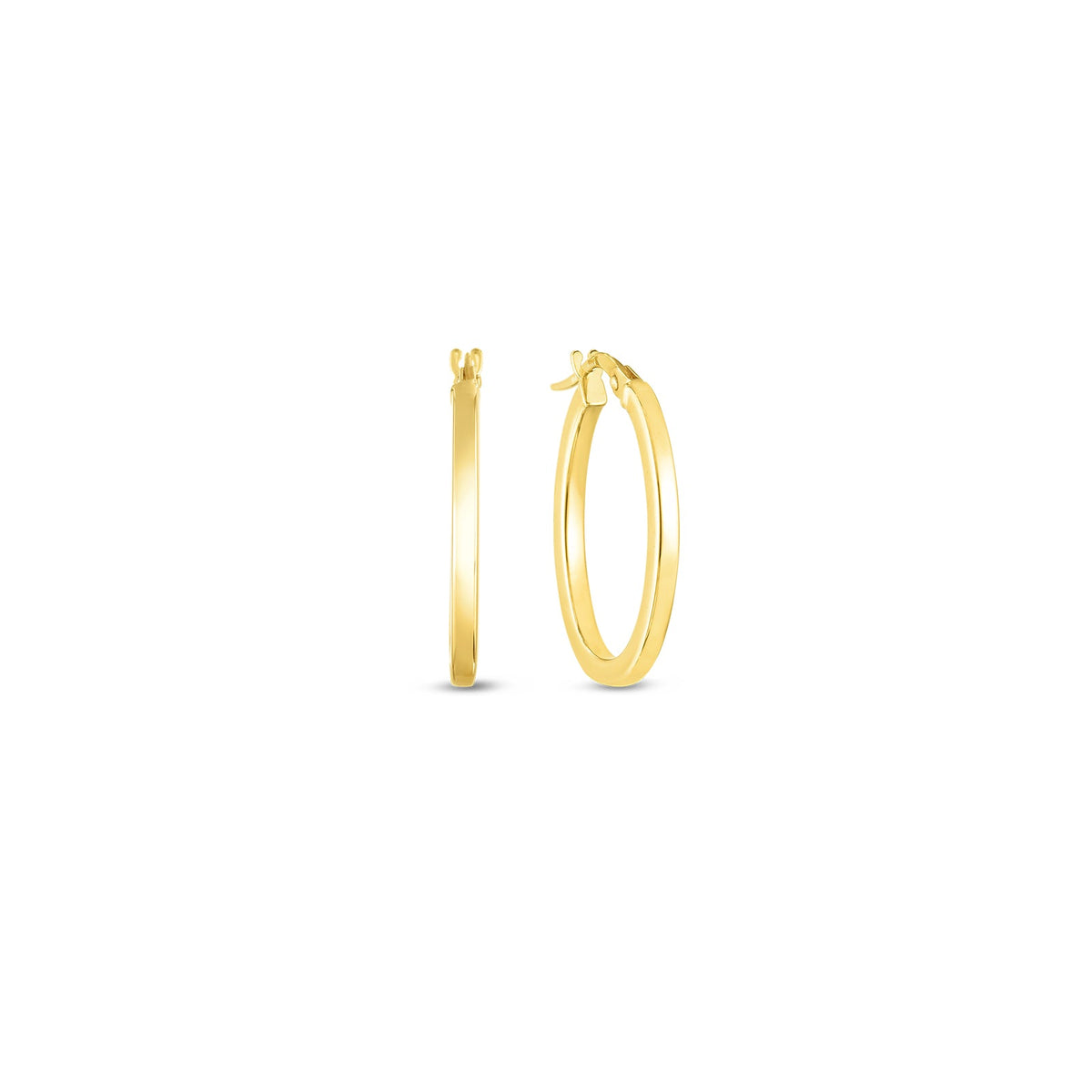Roberto Coin Perfect Gold Petite Square Edged Oval Hoop Earrings - 556028AYER00