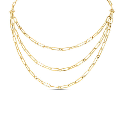 Roberto Coin Perfect Gold Triple Strand Paperclip Necklace-Roberto Coin Perfect Gold Triple Strand Paperclip Necklace - 7773263AYCHX