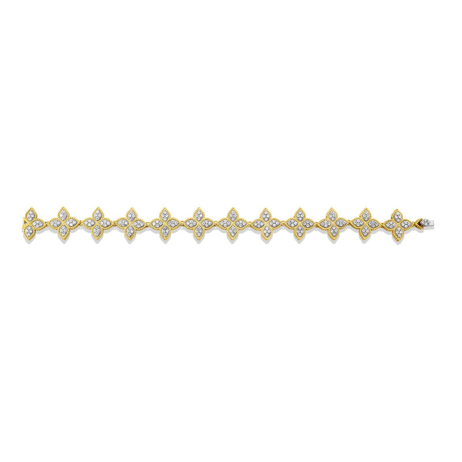 Roberto Coin Princess Flower Diamond Wide Link Bracelet -