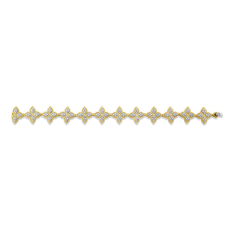 Roberto Coin Princess Flower Diamond Wide Link Bracelet-Roberto Coin Princess Flower Diamond Wide Link Bracelet -