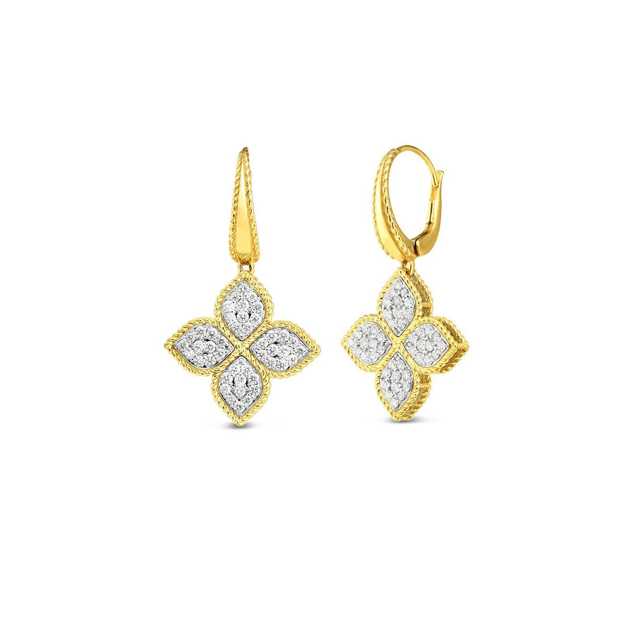 Roberto Coin Princess Flower Large Diamond Drop Earrings -