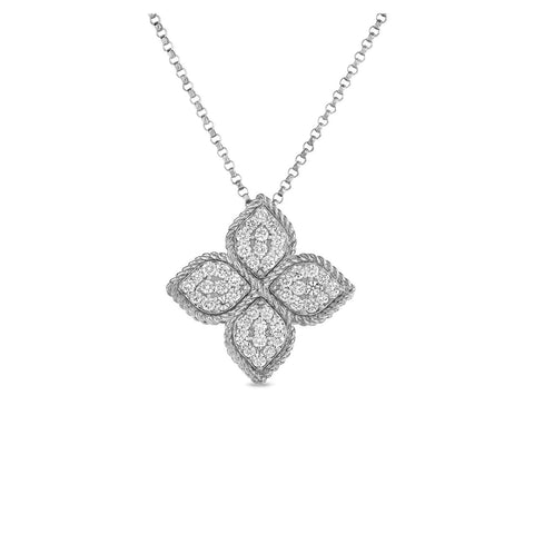 Roberto Coin Princess Flower Large Diamond Pendant-Roberto Coin Princess Flower Large Diamond Pendant -