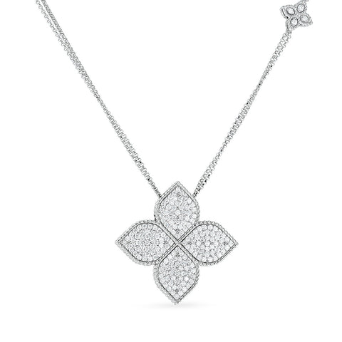 Roberto Coin Princess Flower Large Diamond Pendant-Roberto Coin Princess Flower Large Diamond Pendant -