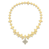 Roberto Coin Princess Flower Link Collar Diamond Drop Necklace -