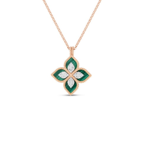 Roberto Coin Princess Flower Malachite Necklace-Roberto Coin Princess Flower Malachite Necklace -