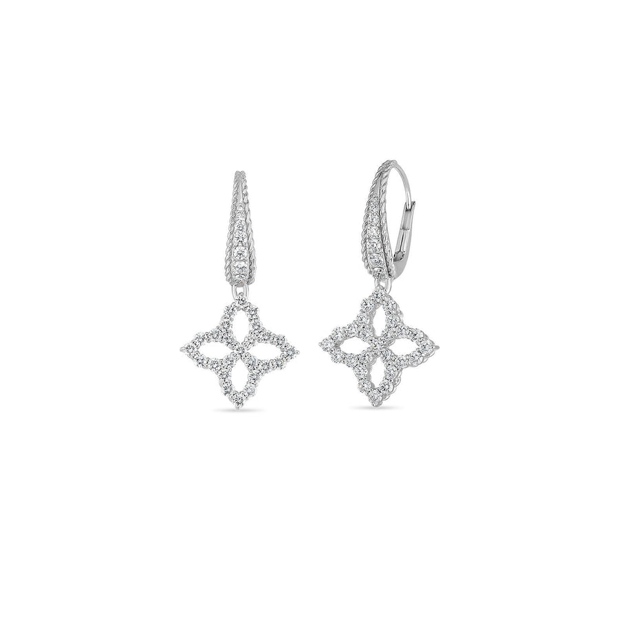 Roberto Coin Princess Flower Medium Diamond Drop Earrings -