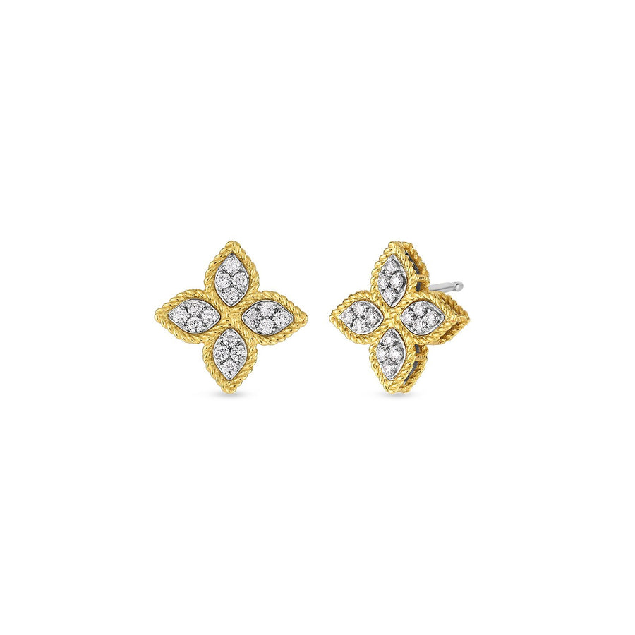 Roberto Coin Princess Flower Medium Diamond Stud Earrings -