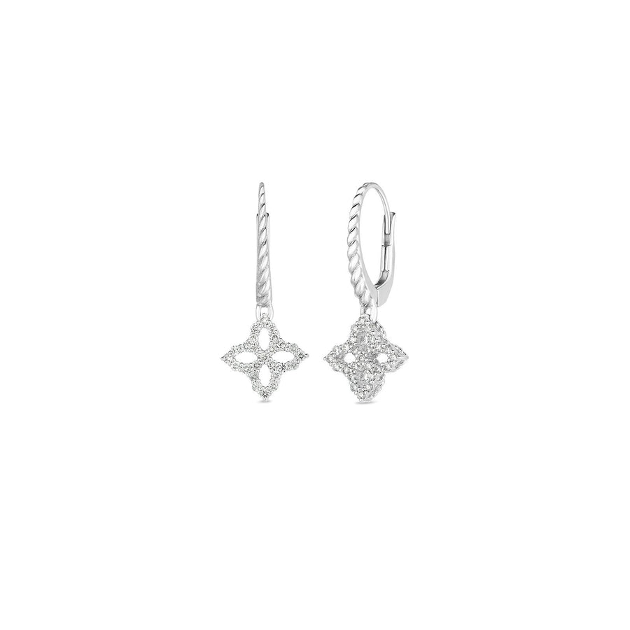 Roberto Coin Princess Flower Small Diamond Drop Earrings -