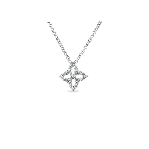 Roberto Coin Princess Flower Small Diamond Outline Pendant-Roberto Coin Princess Flower Small Diamond Outline Pendant -