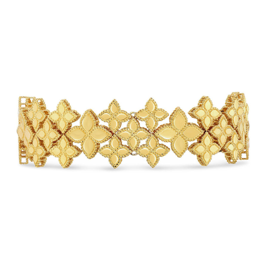 Roberto Coin Princess Flower Wide Link Bracelet -