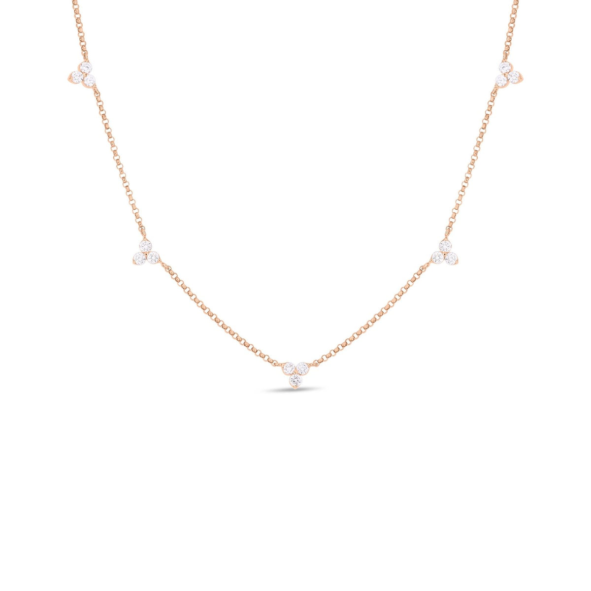 Roberto Coin Rose Gold Diamonds by the Inch 5 Station Flower Necklace - 7773261AX17X