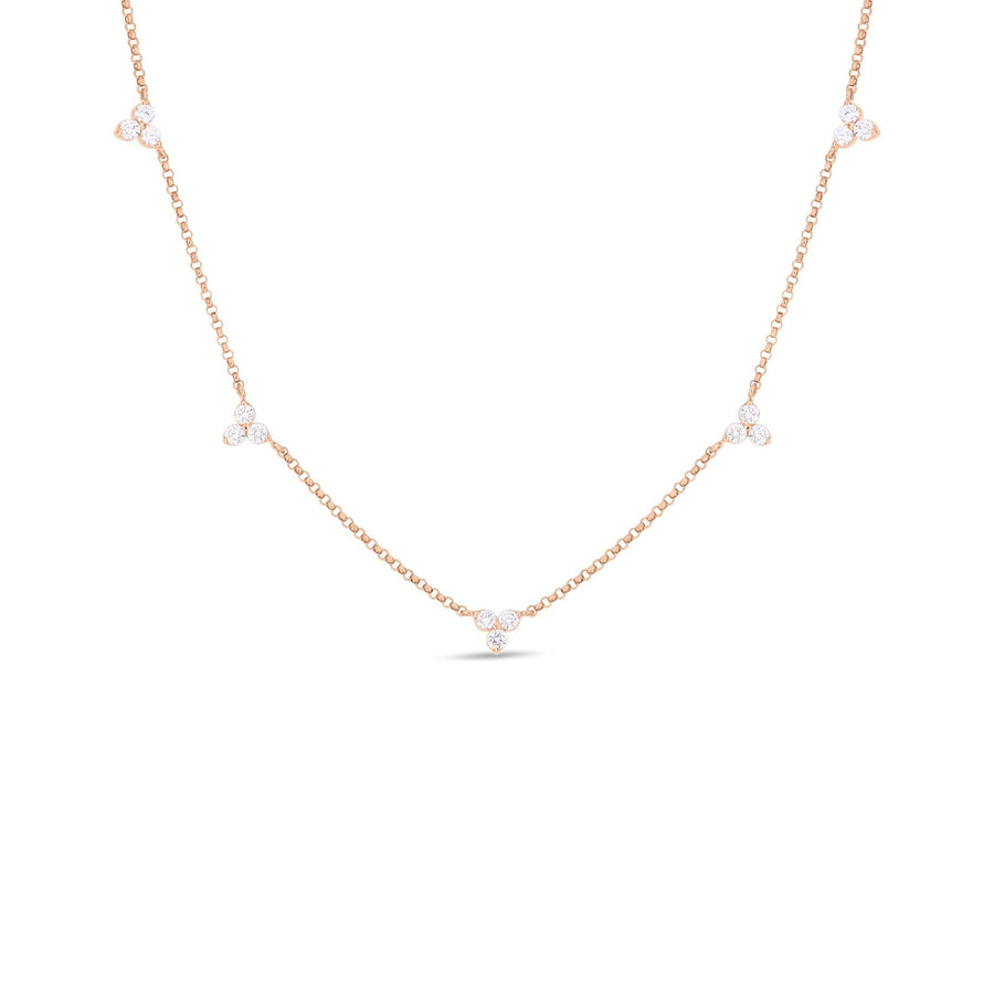 Roberto Coin Rose Gold Diamonds by the Inch 5 Station Flower Necklace - 7773261AX17X