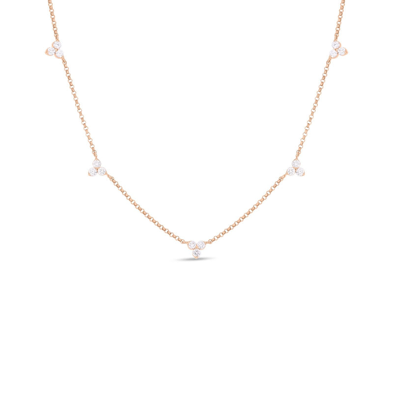 Roberto Coin Diamonds by the Inch 5 Station Flower Necklace-Roberto Coin Rose Gold Diamonds by the Inch 5 Station Flower Necklace - 7773261AX17X