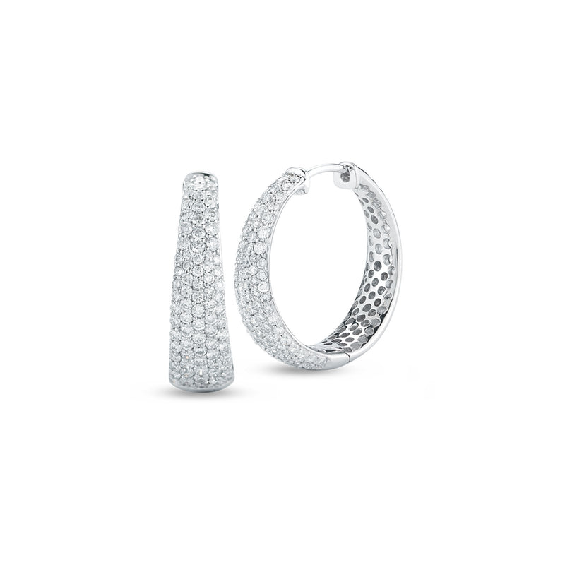Roberto Coin Scalare Diamond Hoop Earrings-Roberto Coin Scalare Diamond Hoop Earrings in 18 karat white gold.