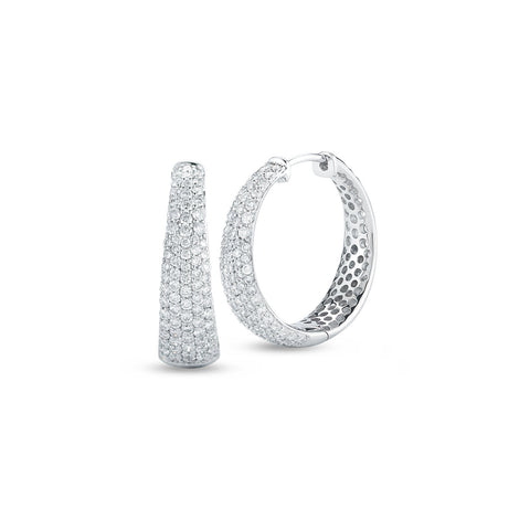 Roberto Coin Scalare Diamond Hoop Earrings in 18 karat white gold.