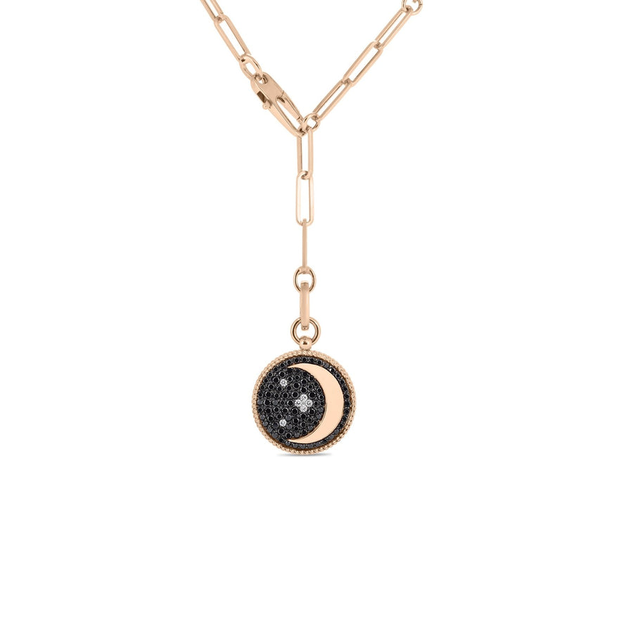 Roberto Coin Venetian Princess Black & White Diamond Half Moon Medallion Necklace - 7773284AB19X