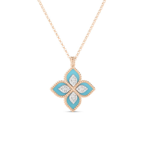 Roberto Coin Venetian Princess Diamond & Turquoise Flower Necklaces - 8882784AH18XT