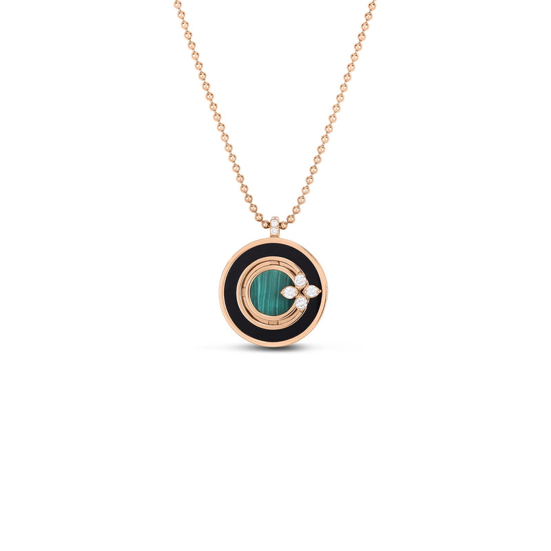 Roberto Coin Verona Diamond & Black Jade & Malachite Necklace-Roberto Coin Verona Diamond & Black Jade & Malachite Necklace - 8883125AX17X
