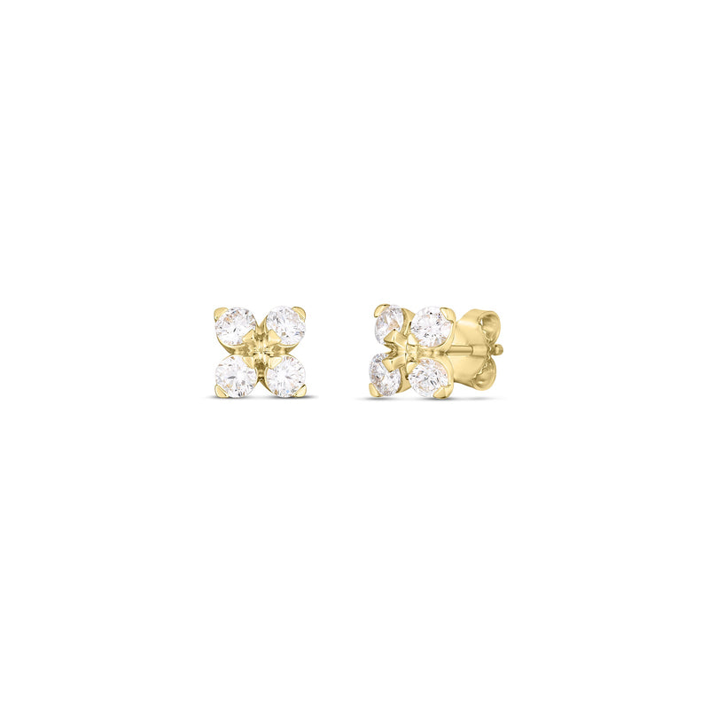 Roberto Coin Verona Diamond Stud Earrings-Roberto Coin Verona Diamond Stud Earrings - 111465AYERX0 - Roberto Coin Verona Diamond Stud Earrings in 18 karat yellow gold.
