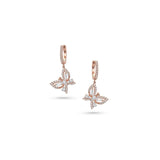 Rose Gold Butterfly Dangling Diamond Earrings-Rose Gold Butterfly Dangling Diamond Earrings - IEI00195R