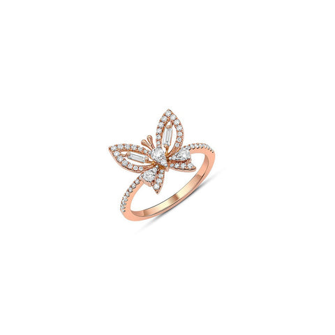 Rose Gold Butterfly Diamond Ring-Rose Gold Butterfly Diamond Ring - IRI00195R