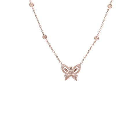 Rose Gold Diamond Necklace-Rose Gold Diamond Necklace - INI00195R