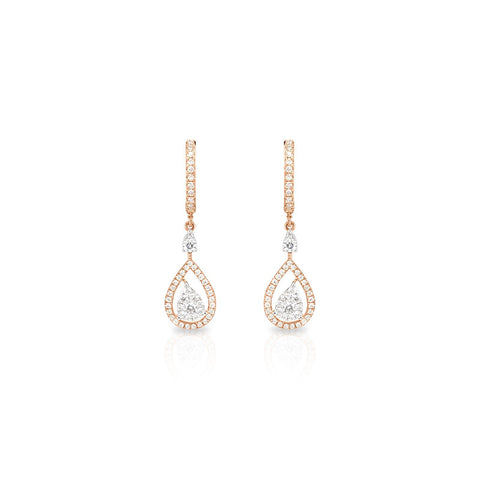 Rose Gold Pear-shaped Dangling Diamond Earrings-Rose Gold Pear-shaped Dangling Diamond Earrings - IEI00252R