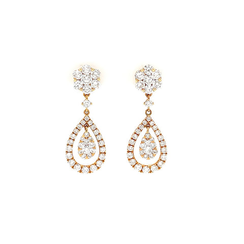 Rose Gold Teardrop Diamond Earrings-Rose Gold Teardrop Diamond Earrings - DEEDW00208