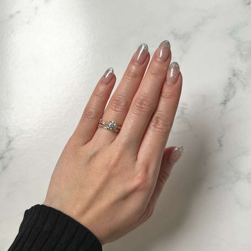 Round-cut Engagement Ring and Band Set-Round-cut Engagement Ring and Band Set - DRFMK03070