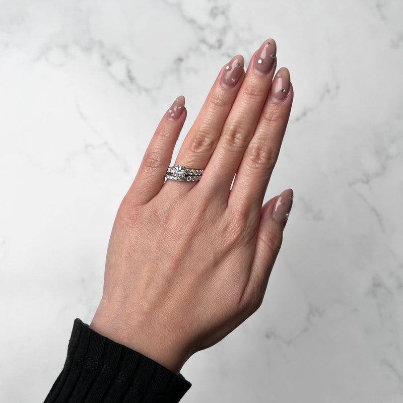 Round-cut Engagement Ring and Band Set-Round-cut Engagement Ring and Band Set - DRFMK03953