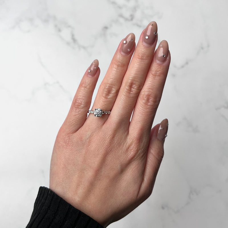 Round-cut Engagement Ring and Band Set-Round-cut Engagement Ring and Band Set - DRFMK03962