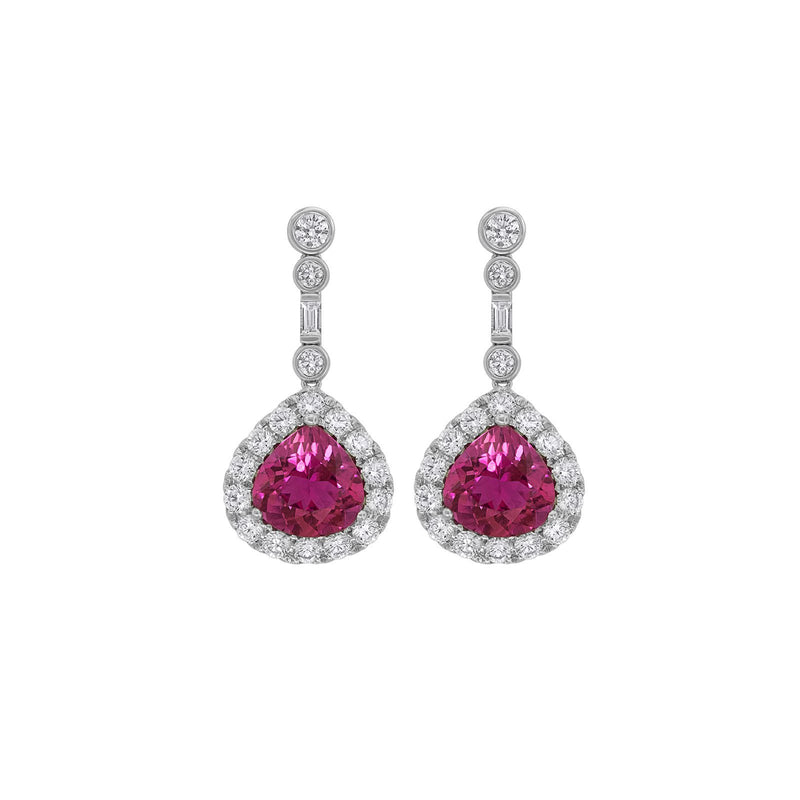 Rubellite Diamond Earrings-Rubellite Diamond Earrings -