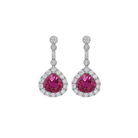 Rubellite Diamond Earrings -
