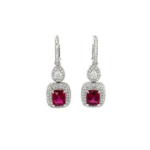 Rubellite Diamond Earrings-Rubellite Diamond Earrings - OETRI00055