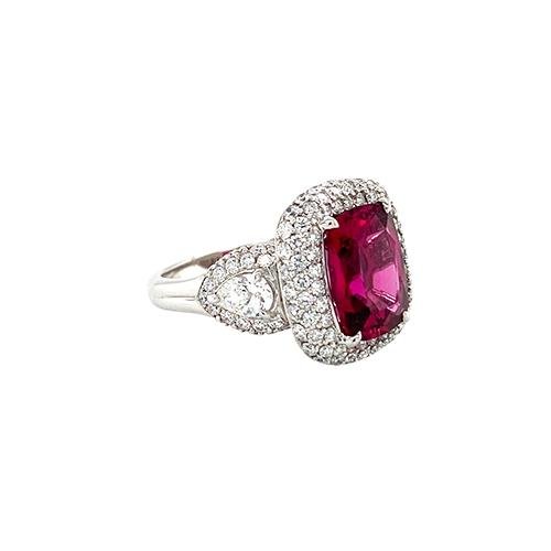 Rubellite Diamond Ring -