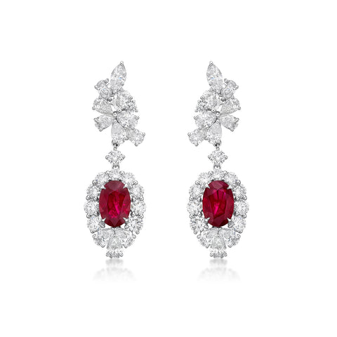 Ruby and Diamond Earrings-Ruby and Diamond Earrings - REKHN00141