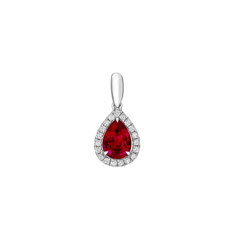 Ruby and Diamond Pendant and Chain-Ruby and Diamond Pendant and Chain - RNNEL00125